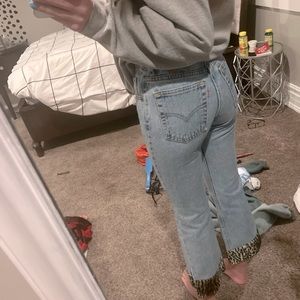 levi jeans! with cute leopard print on bottom.